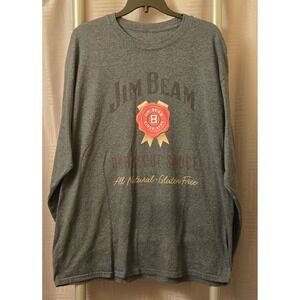 Jim Beam BBQ Sauce KCBS World Invitational Long Sleeve T-Shirt Grey Mens XL
